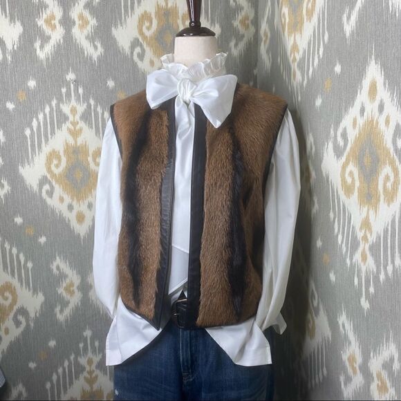 Ralph Lauren 2014 Pre Fall Ellery Goat  Shearling & Lamb Leather Trim Vest - Picture 14 of 16